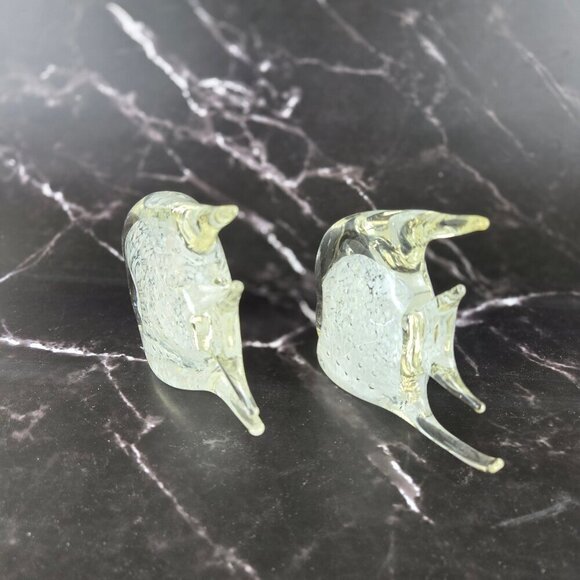 Patricia Faye Clear White Glass Fish Figurines Paperweights Set of 2 - Picture 2 of 11